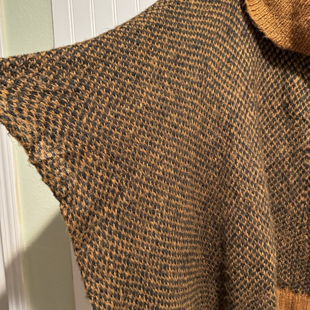 Anthropologie Wooden Ships Mohair Wool Poncho Sweater Black Brown Size Medium - Picture 2 of 7